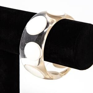Vintage 1960s Lucite Clear & White Polka Dot Bangle – Mid-Century Mod Retro